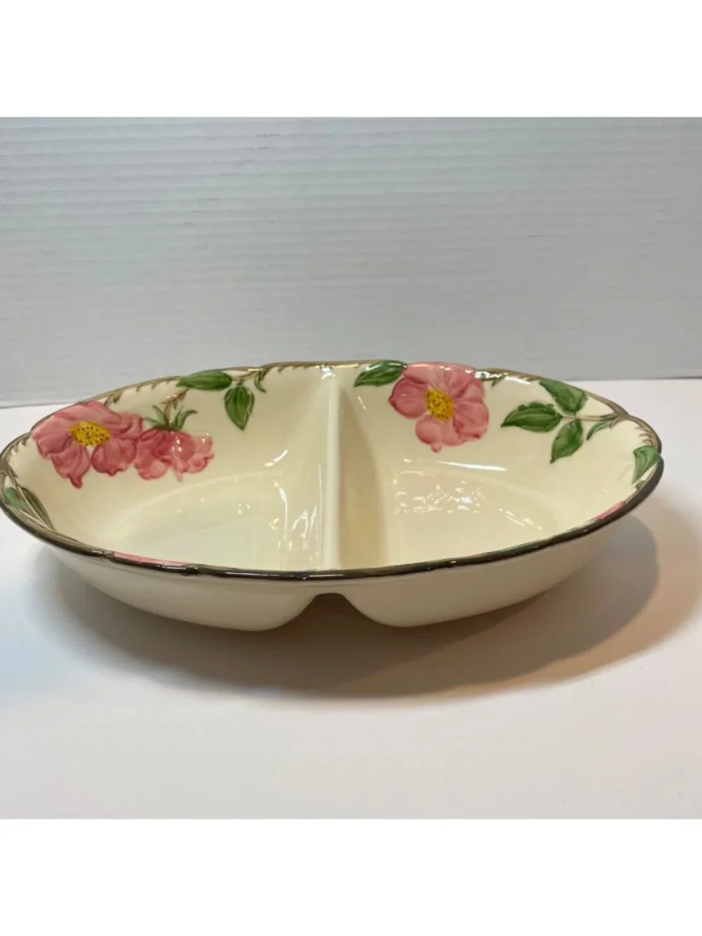 Franciscan Divided Oval Serving Dish With Hand-Painted Desert Rose Pattern